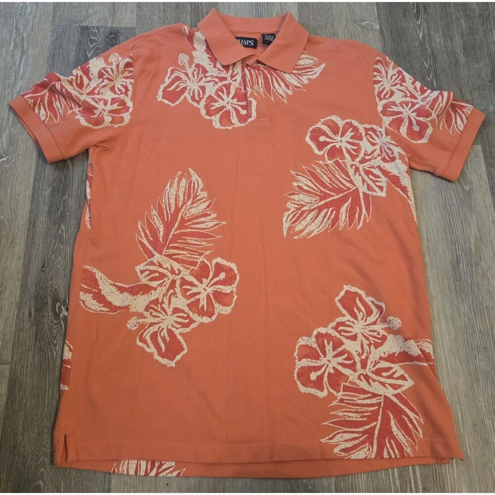 Chaps Floral Hawaiian Golf Polo Men's Medium‎ Pink 100% cotton